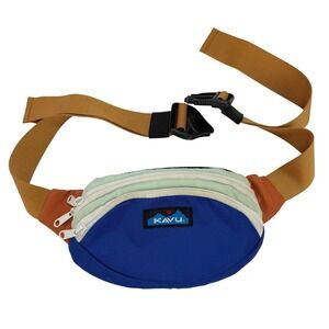 KAVU Spectator Waist Bag OS Blue Orange Colorblock Fanny Pack Hip Belt Gorpcore